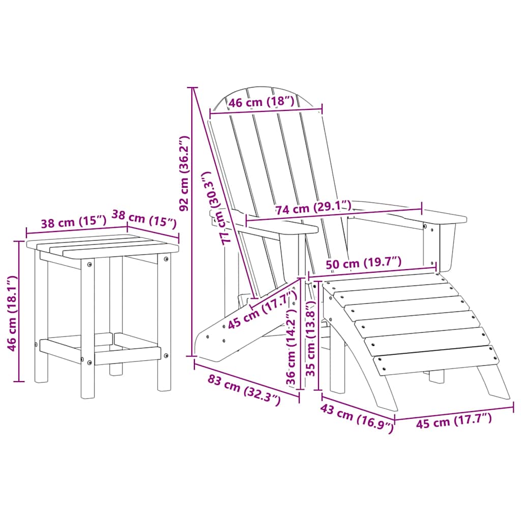 Gartenstuhl 3 pcs Weiß Polyethylen