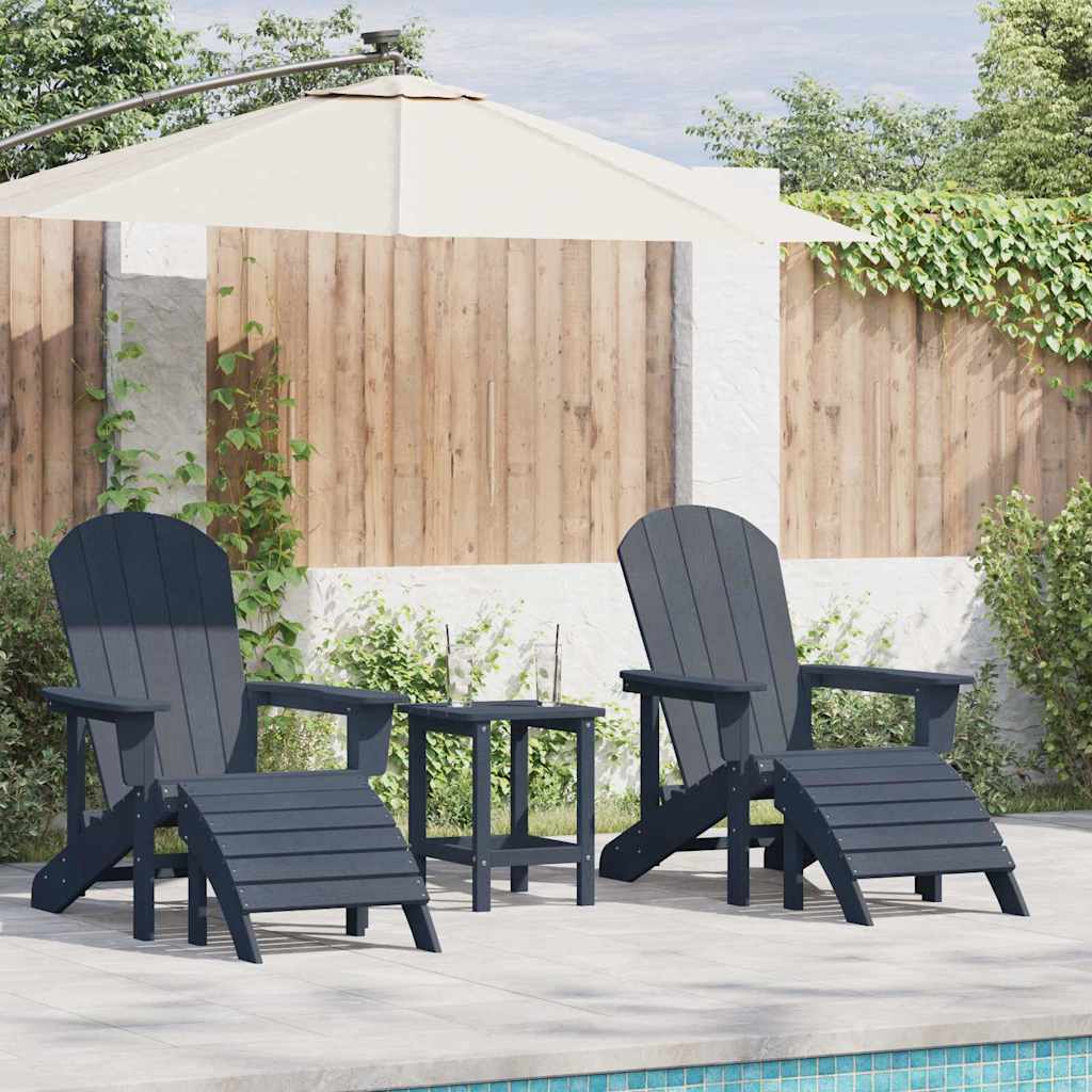 Gartenstuhl 3 pcs Marineblau Polyethylen