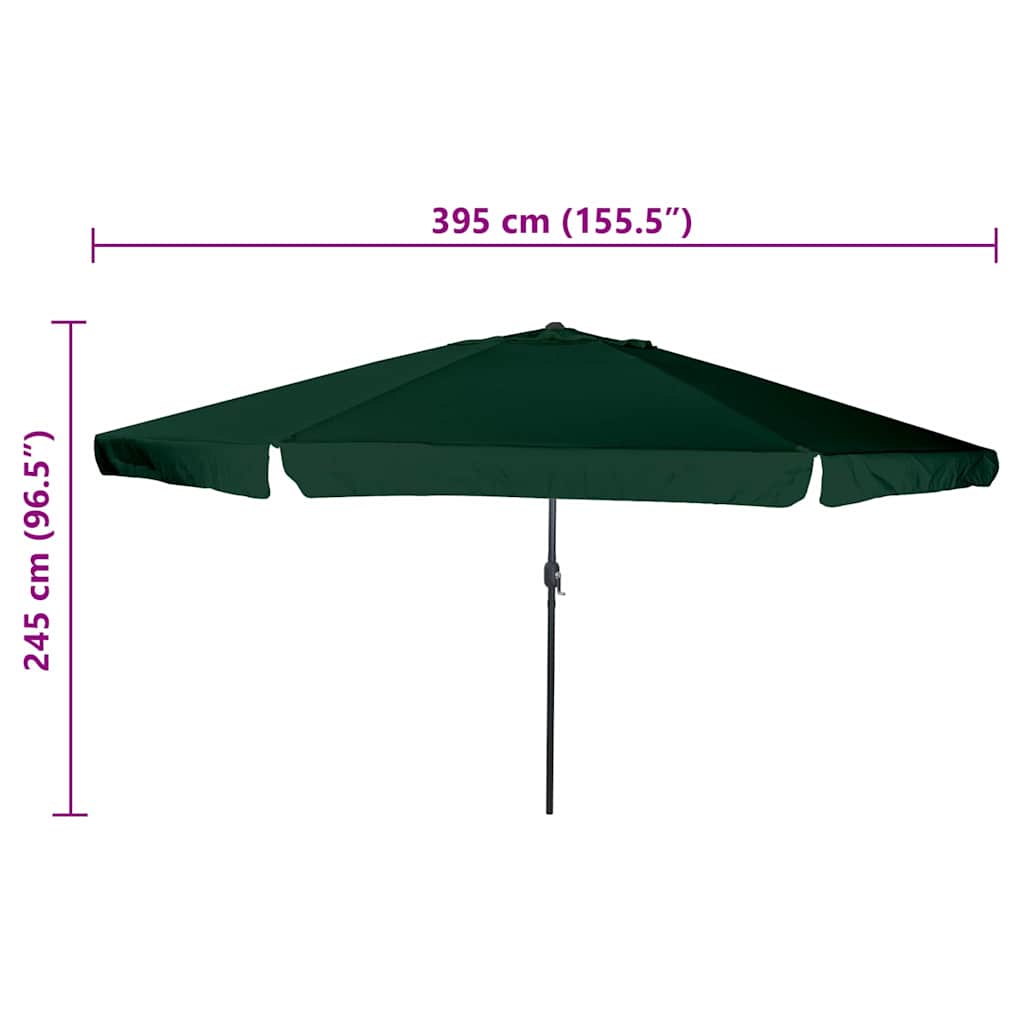 Garten-Sonnenschirm Grün 394 x 394 x 248 cm Polyester und Stahl