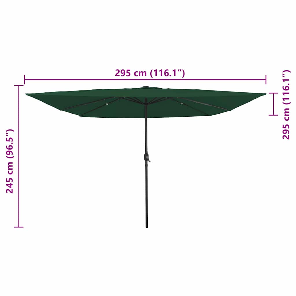 Garten-Sonnenschirm Grün 295 x 295 x 245 cm Polyester und Stahl