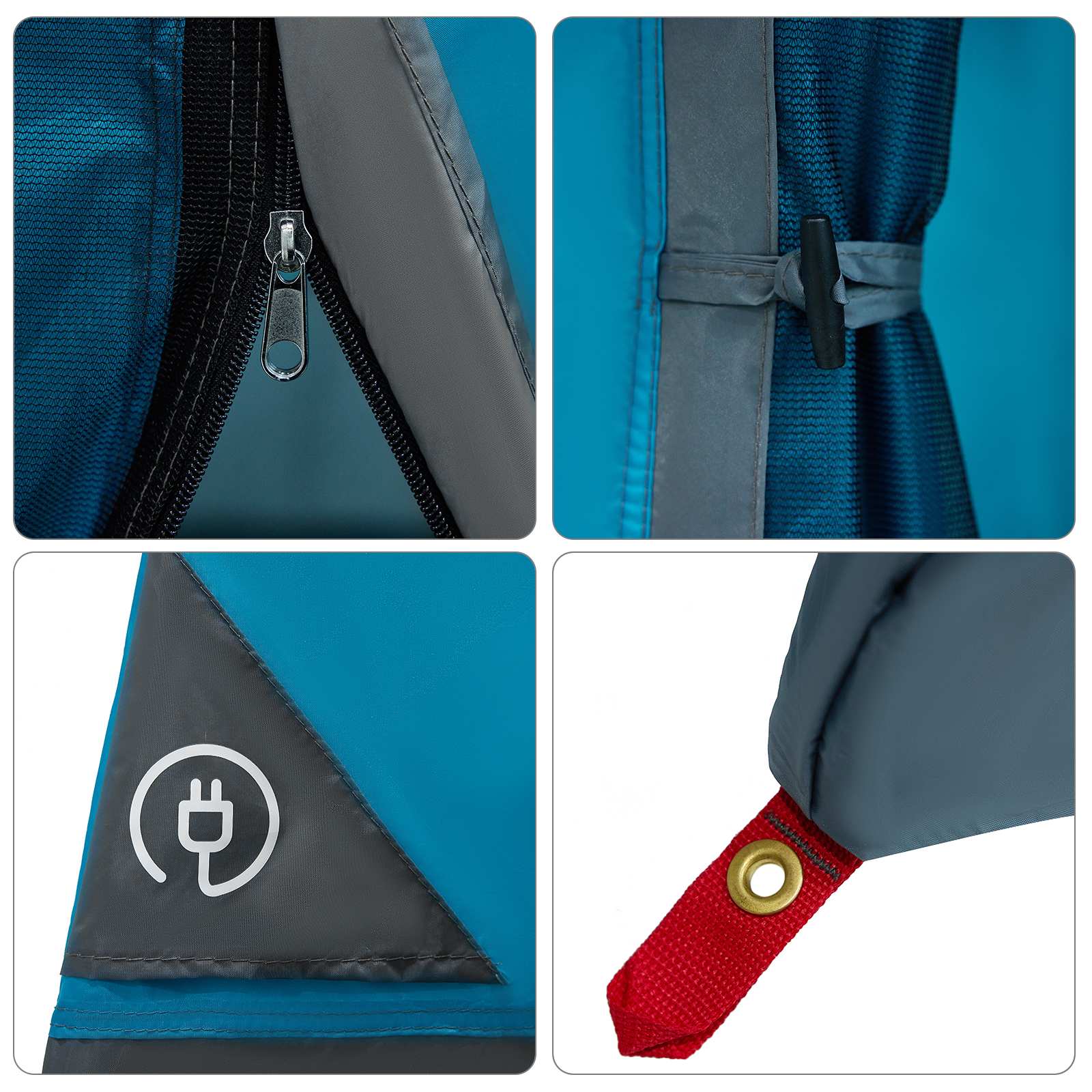 Camping-Zelt-Set mit Dach 2 pcs Blau Taffeta und Stoff