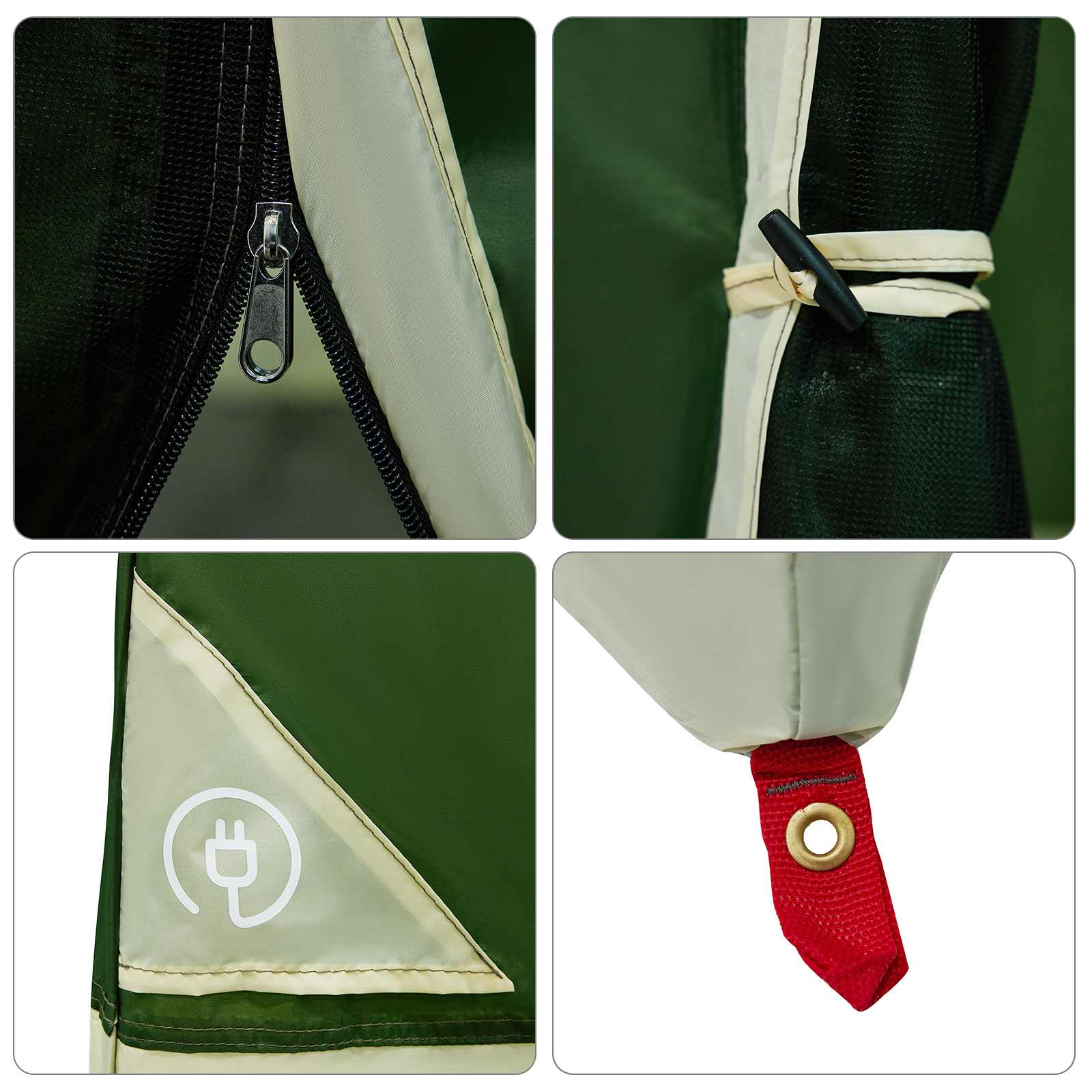 Camping-Zelt-Set mit Dach 2 pcs Grün Taffeta und Stoff