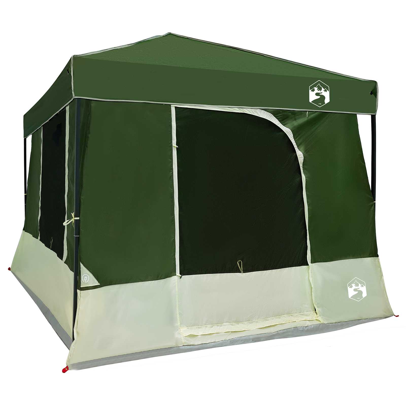Camping-Zelt-Set mit Dach 2 pcs Grün Taffeta und Stoff