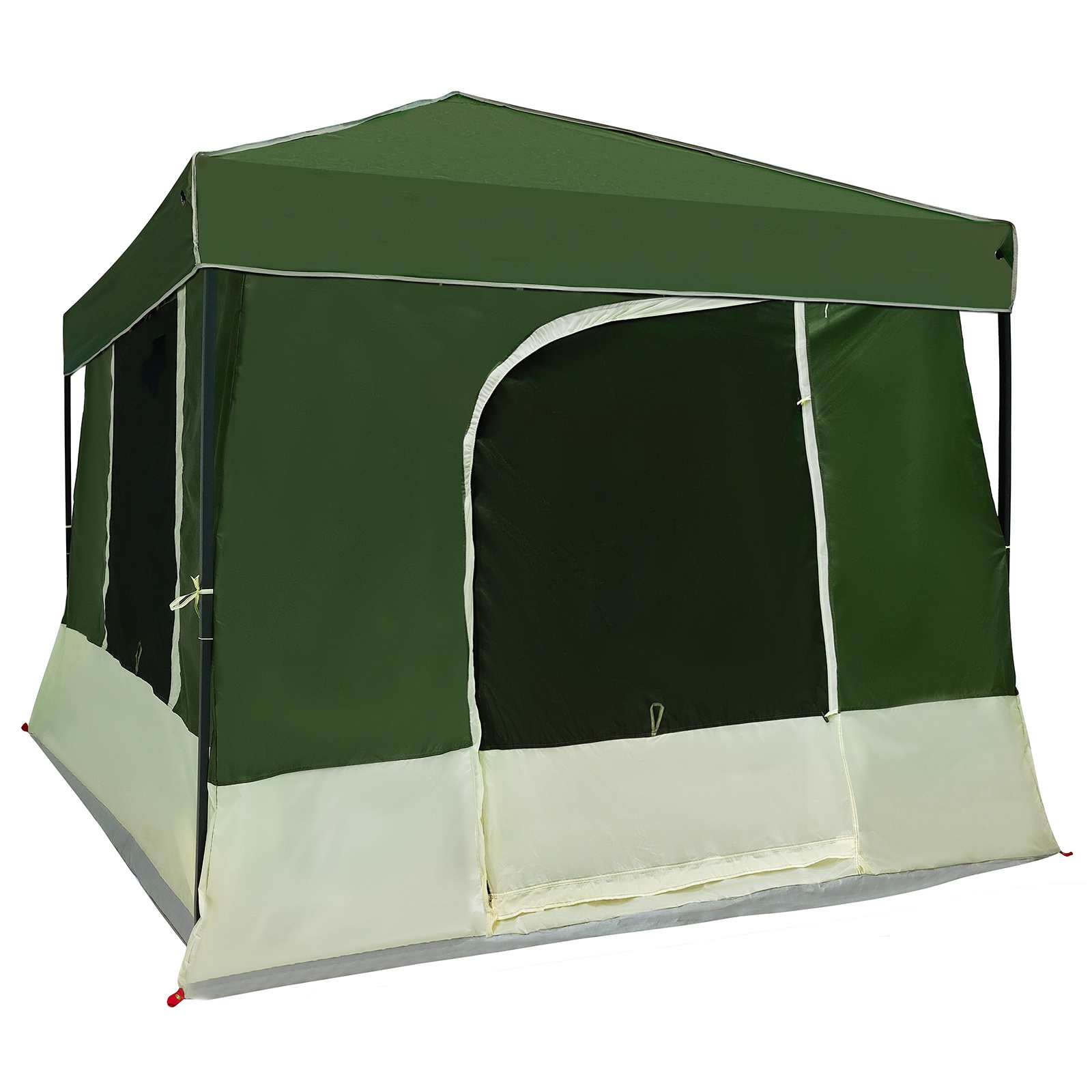 Camping-Zelt-Set mit Dach 2 pcs Grün Taffeta und Stoff