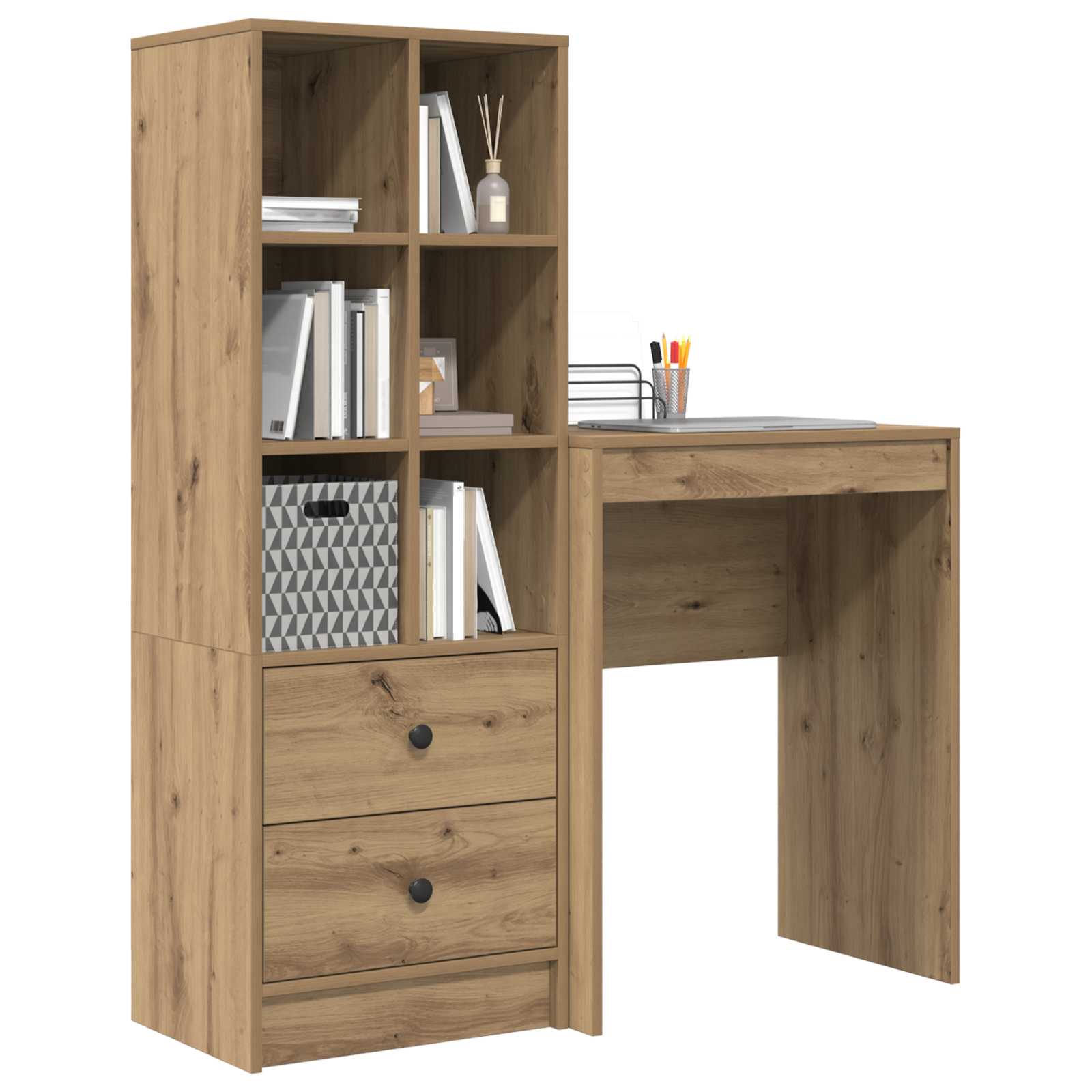 Schreibtisch mit Schubladen mit Regal 2 pcs Artisan-Eiche