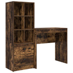 Schreibtisch mit Schubladen mit Regal 2 pcs Geräucherte Eiche