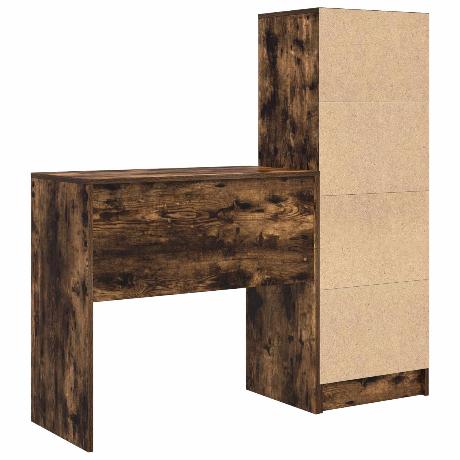 Schreibtisch mit Schubladen mit Regal 2 pcs Geräucherte Eiche