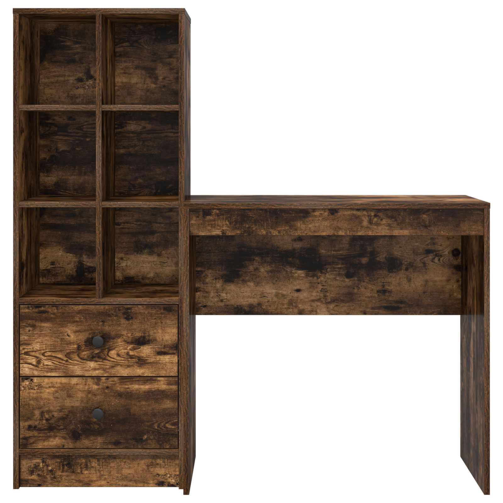 Schreibtisch mit Schubladen mit Regal 2 pcs Geräucherte Eiche