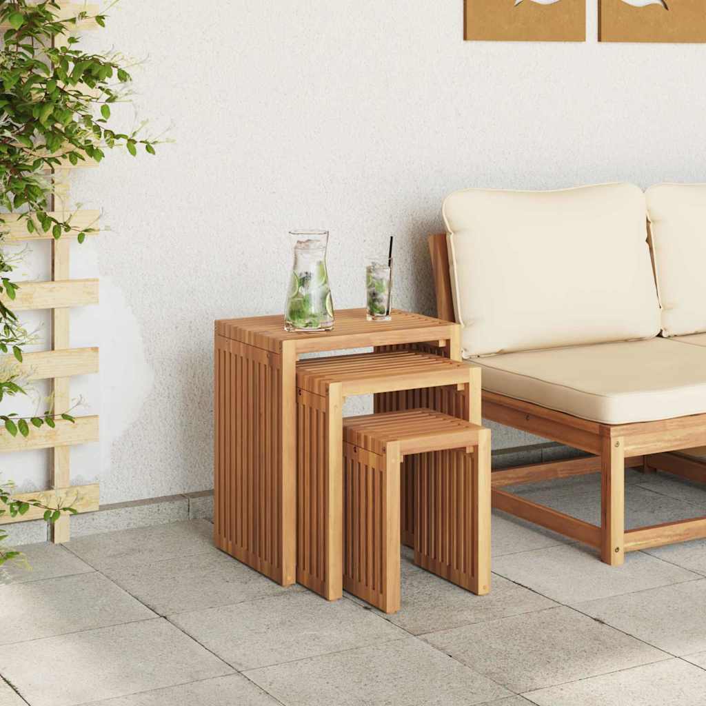 Garten-Beistelltisch 3 pcs Braun 33 x 44,5 x 51 cm