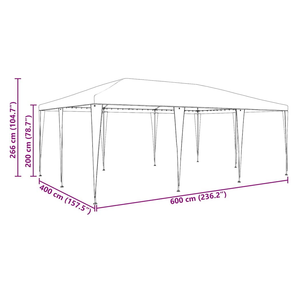 Party-Zelt Weiß 600 x 400 x 266 cm Polyethylen und Stahl