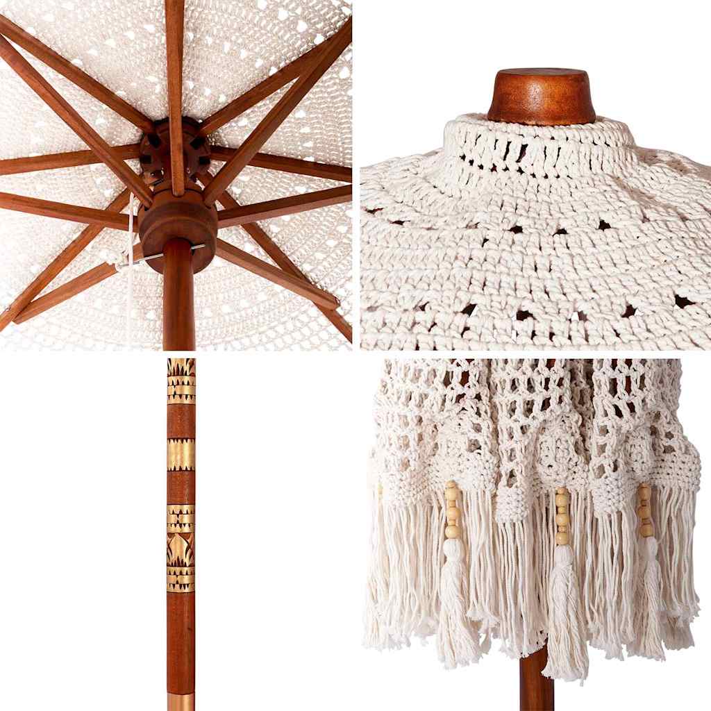 Macrame Sonnenschirm Creme 252,5 x 252,5 x 260 cm