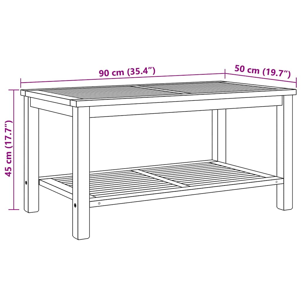 Couchtisch mit Speicher Braun 90 x 50 x 45 cm Massivholz Teak