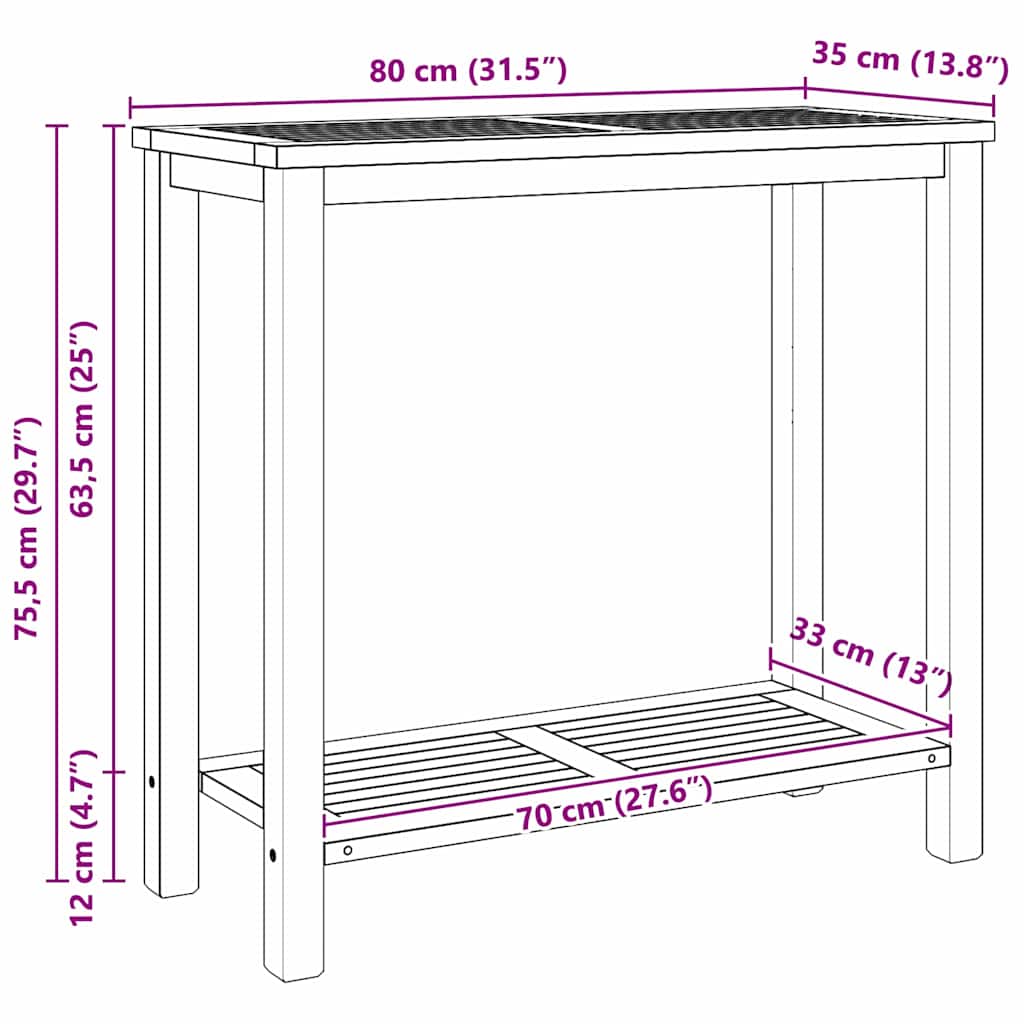 Konsolentisch Braun 80 x 35 x 75 cm Massivholz Teak