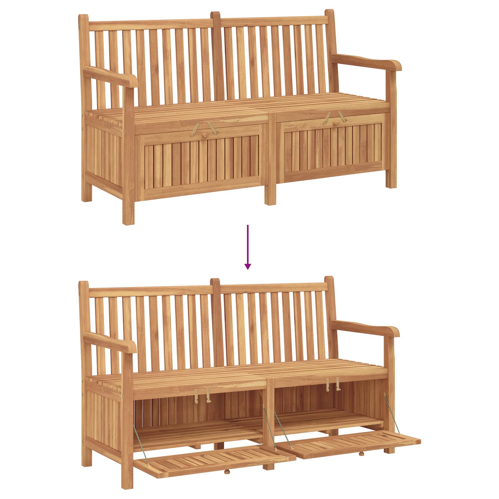 Gartenbank mit Speicher 150 x 60 x 90 cm Massivholz Teak