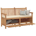 Gartenbank mit Speicher 150 x 60 x 90 cm Massivholz Teak