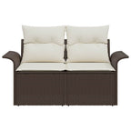 Gartensofa mit Kissen Braun 141 x 62 x 69cm Poly-Rattan