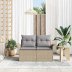 Gartensofa mit Kissen Beige 141 x 62 x 69cm Poly-Rattan