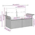 Gartensofa mit Kissen Hellgrau 141 x 62 x 69cm Poly-Rattan
