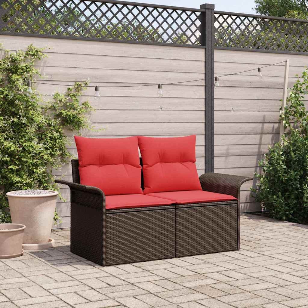 Garten-Sofa mit Kissen 141 x 62 x 69 cm Poly-Rattan
