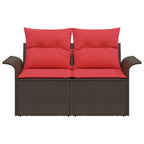 Garten-Sofa mit Kissen 141 x 62 x 69 cm Poly-Rattan
