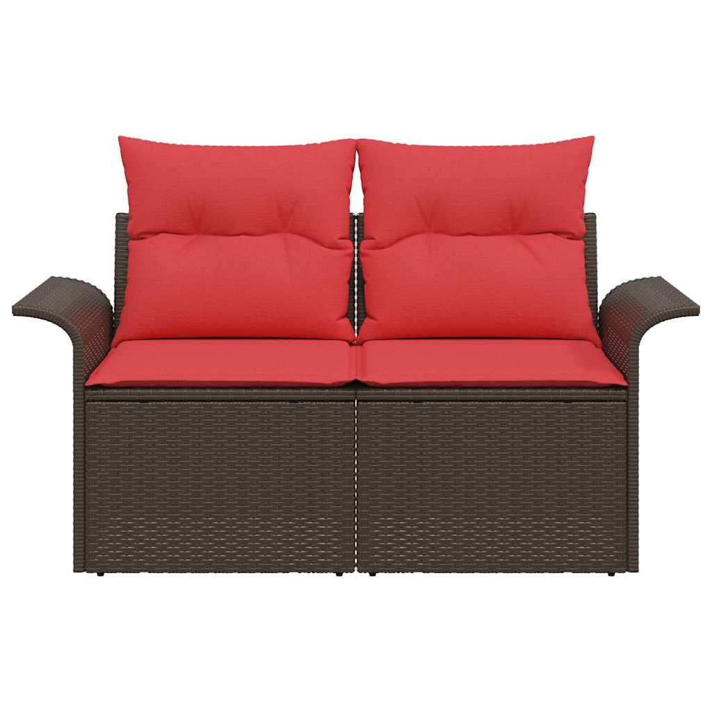 Garten-Sofa mit Kissen 141 x 62 x 69 cm Poly-Rattan