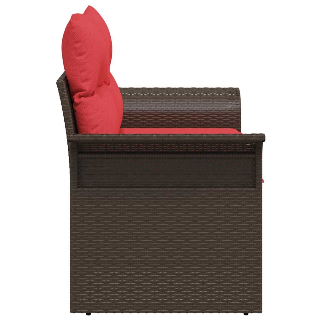 Garten-Sofa mit Kissen 141 x 62 x 69 cm Poly-Rattan