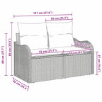 Gartensofa mit Kissen Hellgrau 121 x 62 x 69cm Poly-Rattan