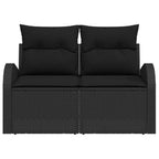 Gartensofa mit Kissen Schwarz 124 x 62 x 69cm Poly-Rattan