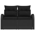 Gartensofa mit Kissen Schwarz 124 x 62 x 69cm Poly-Rattan