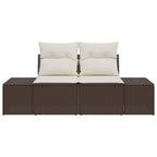 Gartensofa mit Kissen Braun 184 x 62 x 69 cm Poly-Rattan