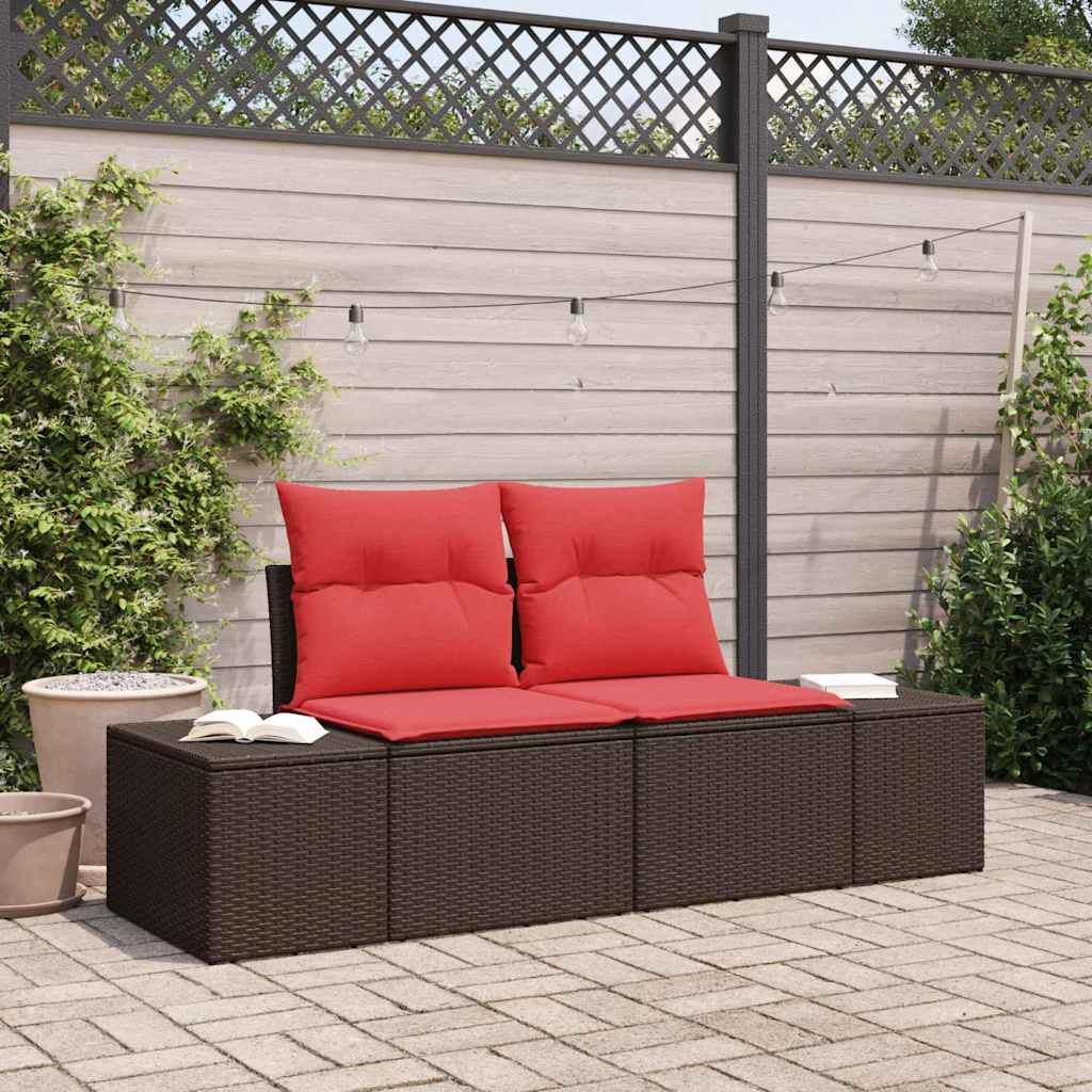Garten-Sofa mit Kissen 184 x 62 x 69 cm Poly-Rattan