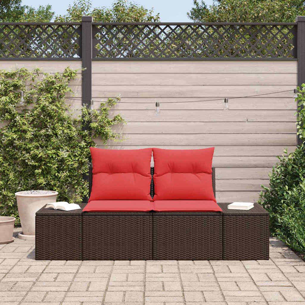Garten-Sofa mit Kissen 184 x 62 x 69 cm Poly-Rattan