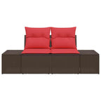 Garten-Sofa mit Kissen 184 x 62 x 69 cm Poly-Rattan