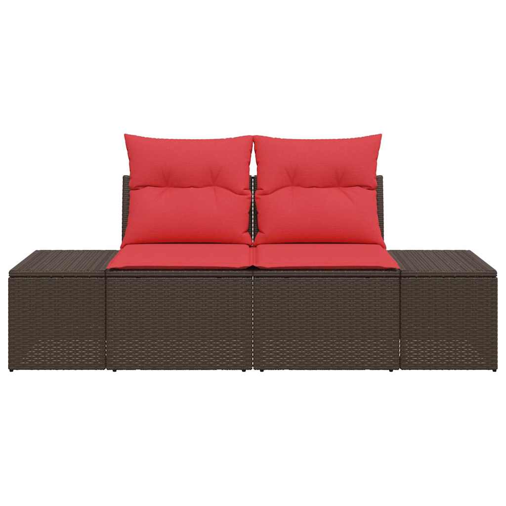 Garten-Sofa mit Kissen 184 x 62 x 69 cm Poly-Rattan