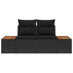 Gartensofa Schwarz 184 x 62 x 85cm Poly-Rattan
