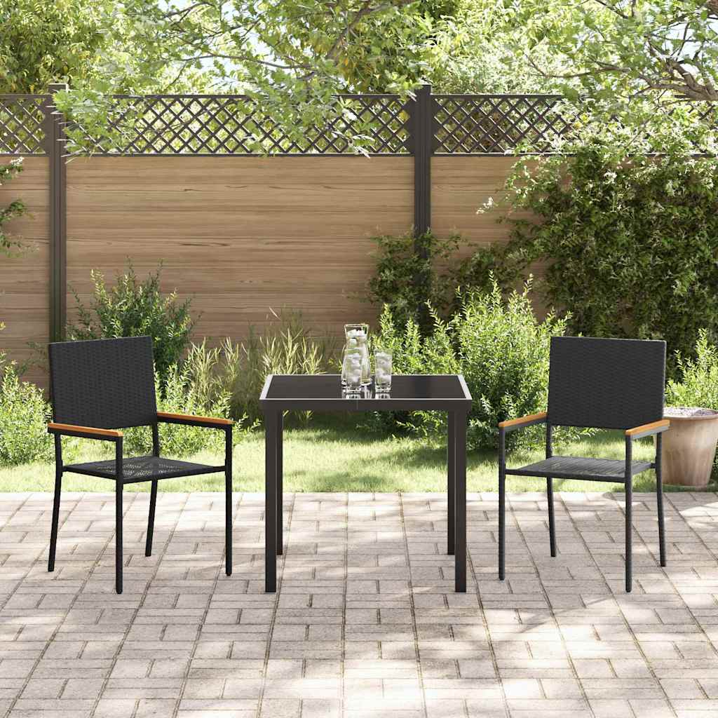 Garten Stapelstühle 2 pcs Schwarz und Braun 54 x 56 x 90 cm
