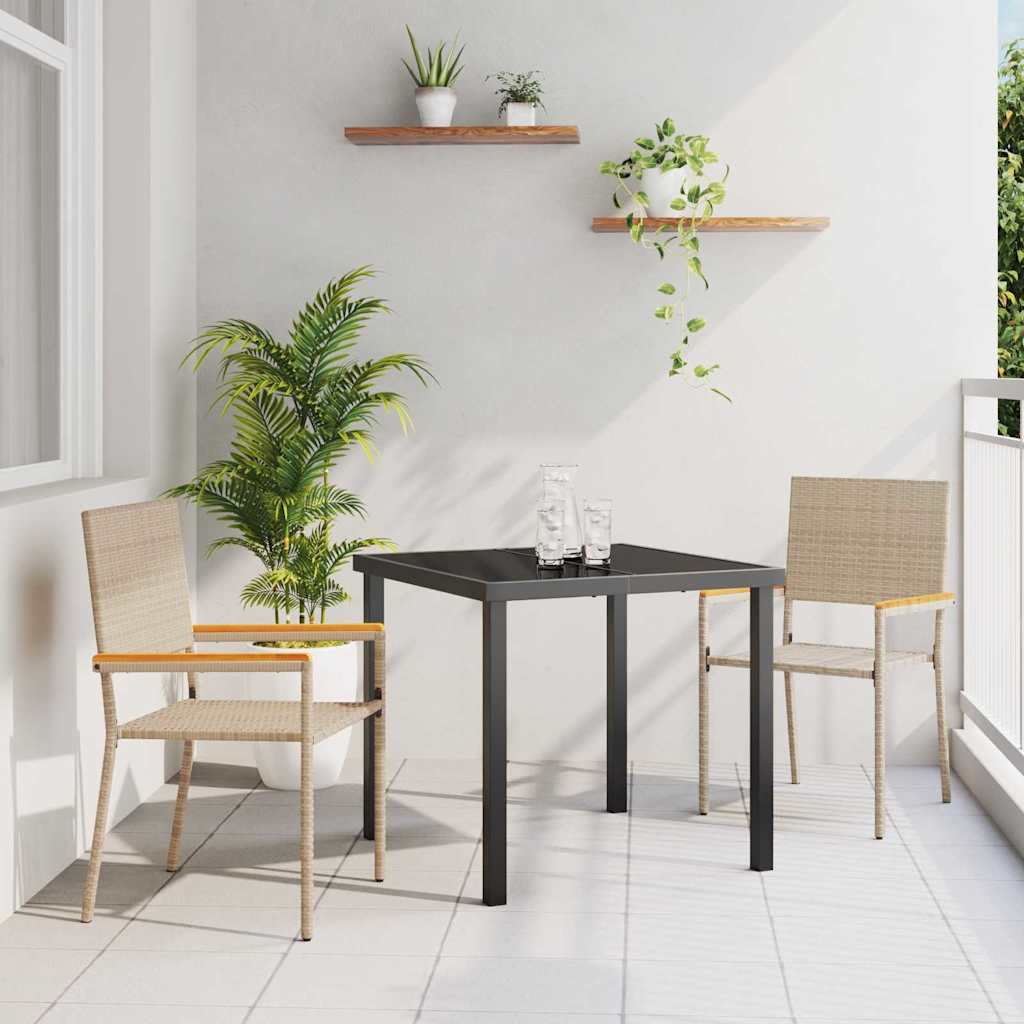 Garten Stapelstühle 2 pcs Creme und Braun 54 x 56 x 90 cm