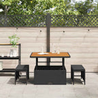 Garten Essgruppe Schwarz Poly-Rattan