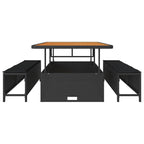 Garten Essgruppe Schwarz Poly-Rattan