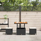 Garten Essgruppe Schwarz Poly-Rattan