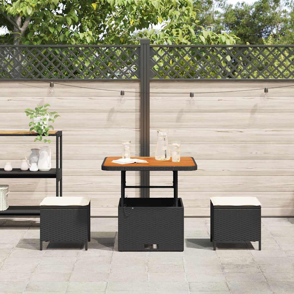 Garten Essgruppe Schwarz Poly-Rattan