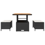 Garten Essgruppe Schwarz Poly-Rattan