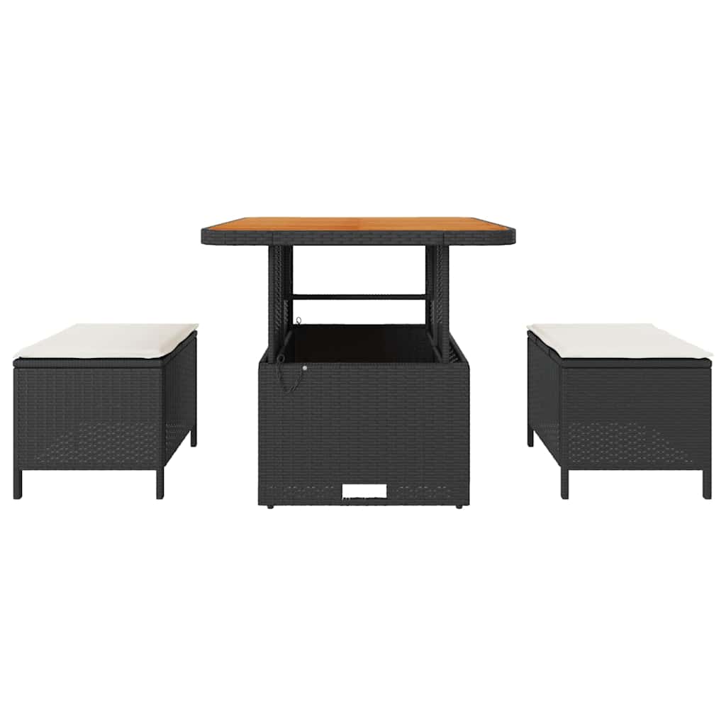 Garten Essgruppe Schwarz Poly-Rattan