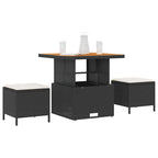 Garten Essgruppe Schwarz Poly-Rattan