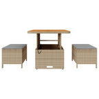 Garten Essgruppe Beige Poly-Rattan