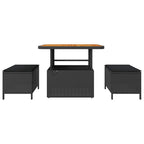 Garten Essgruppe Schwarz Poly-Rattan