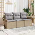 Sofa Set mit Kissen 3 pcs Beige und Grau Poly-Rattan