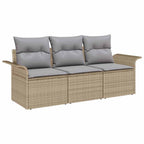 Sofa Set mit Kissen 3 pcs Beige und Grau Poly-Rattan