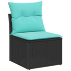Sofa Set mit Kissen 5 pcs Schwarz Poly-Rattan
