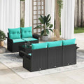 Gartensofa-set mit Kissen 6 pcs Schwarz Poly-Rattan